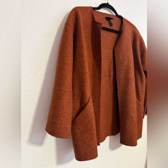 Eileen Fisher Women Rust Felted Alpaca Wool Melange Cardigan Sweater - Picture 4 of 6